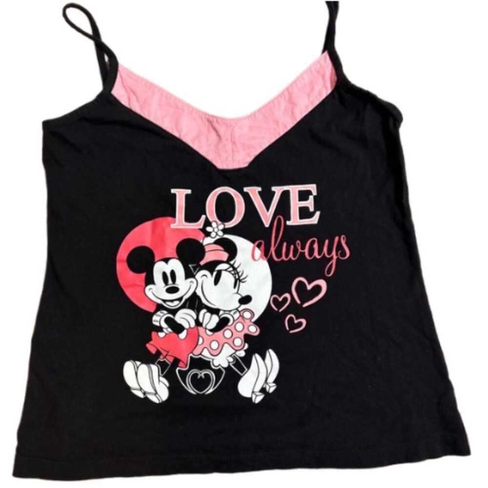 Disney Black and Pink Mickey and Minnie Pajama Top, Size Small